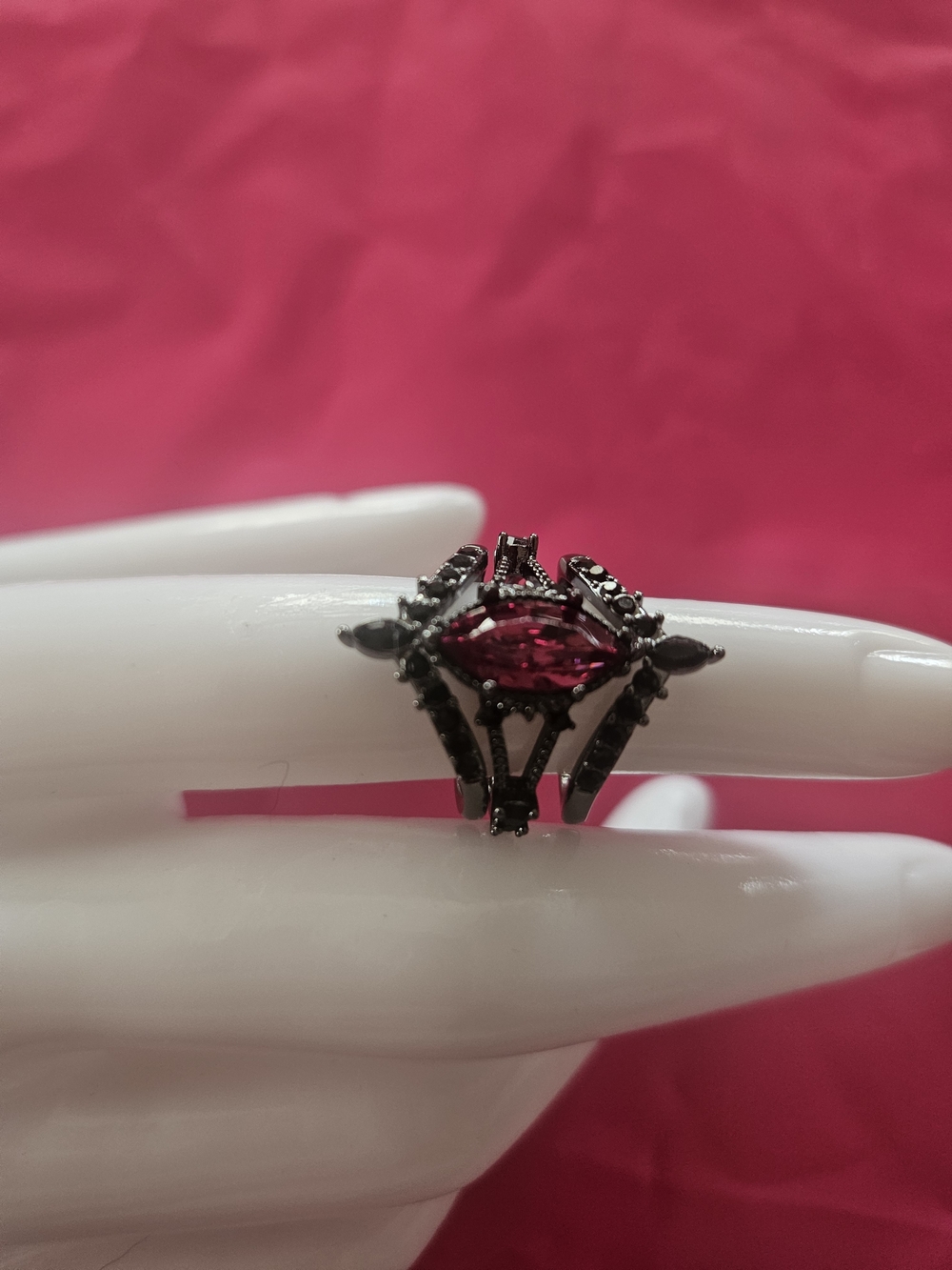 Vintage-Inspired Marquise Pink Stone Cocktail Ring